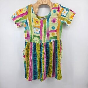 Jams World Vintage Mini Dress Womens Large Lacy Dacy Floral Rayon Pockets